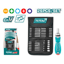 Juego 26pza Destornillador ratchet de puntas.18pcs 65mm bit 6pcs Power sleeve Material:CR-V