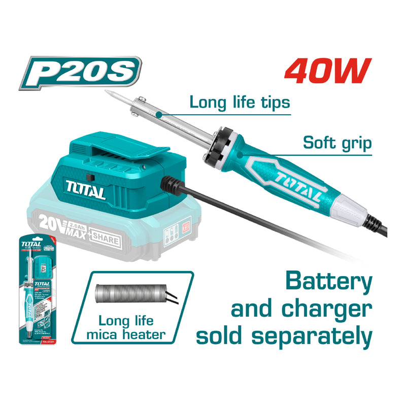 Soldador Cautin estaño Lithium-Ion de Bateria de 20 V. No incluye Bateria ni Cargador.