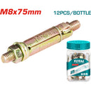 12/pza Taco galv de 4 pcs carcasa heavy duty M8x75. Diam. Externo 14 mm. Largo carcasa 50 mm