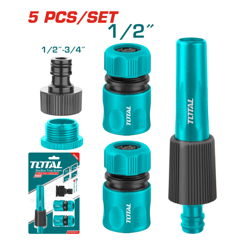 Juego de Boquillas conectoras giratorias para mangueras de 5 Piezas.