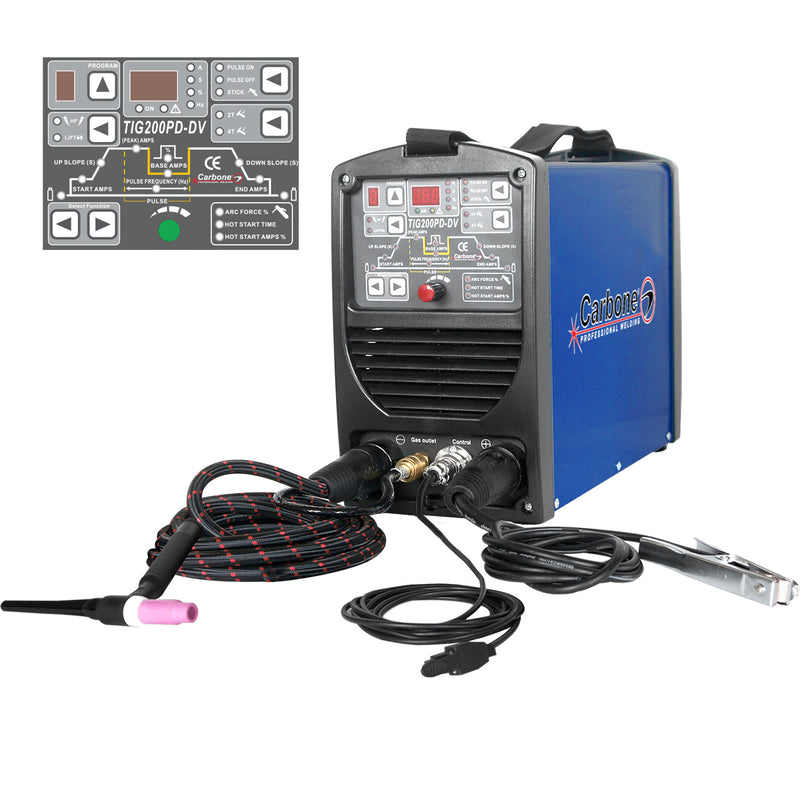 Maquina soldar Tig DC alta frecuencia y electrodo TIG 200PD-DV  110/220V. USO INDUSTRIAL