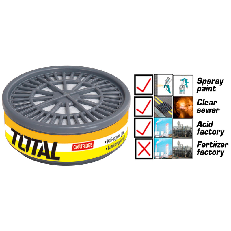 Cartucho para respirador THRS02.Con carbon activ. Efect. contra la mayoria de gases/pintura de spray