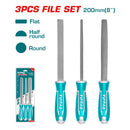 Set de 3 limas  para madera. Plana , redonda y media caña. Largo 8"mm. Acero T12.