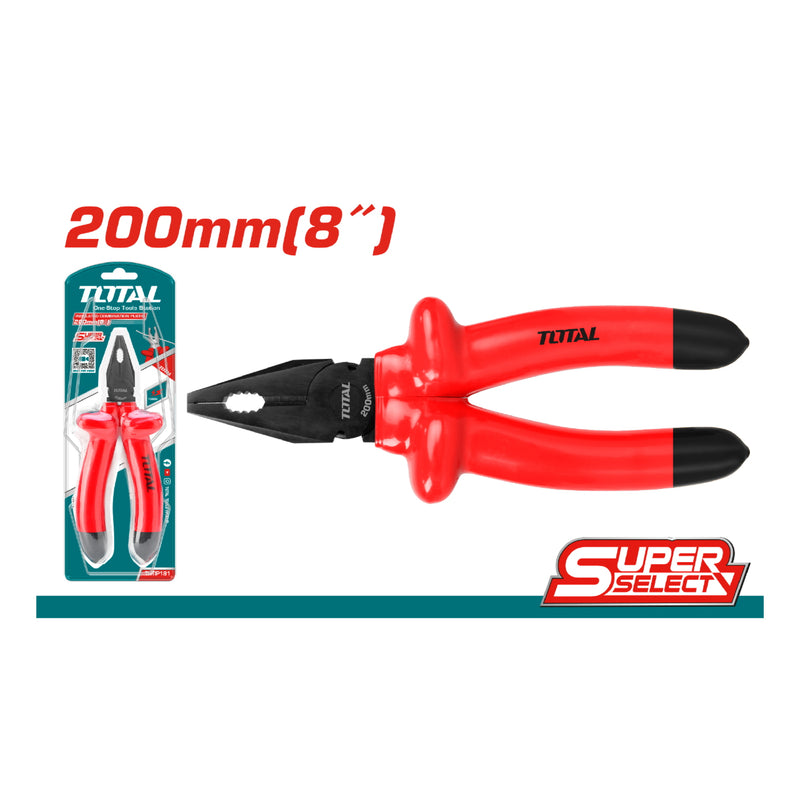 Alicate de combinacion aislado 8"/200mm Cr-V. Probados en 10,000Voltios.