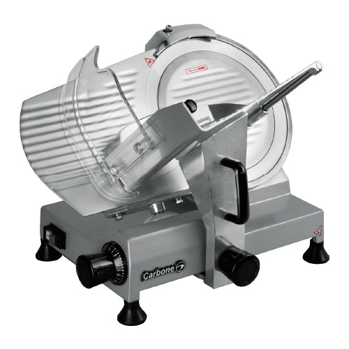 Rebanadora embutidos o quesos 300mm semi auto c/seguro 110/60Hz 250W p/0.2-16mm hoja200mm(1 año)