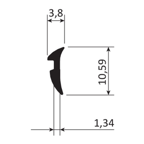 Junta de acristalar de 1.5 mm.  EPDM alta calidad. Se vende rollo de 100 mts. Color negro.