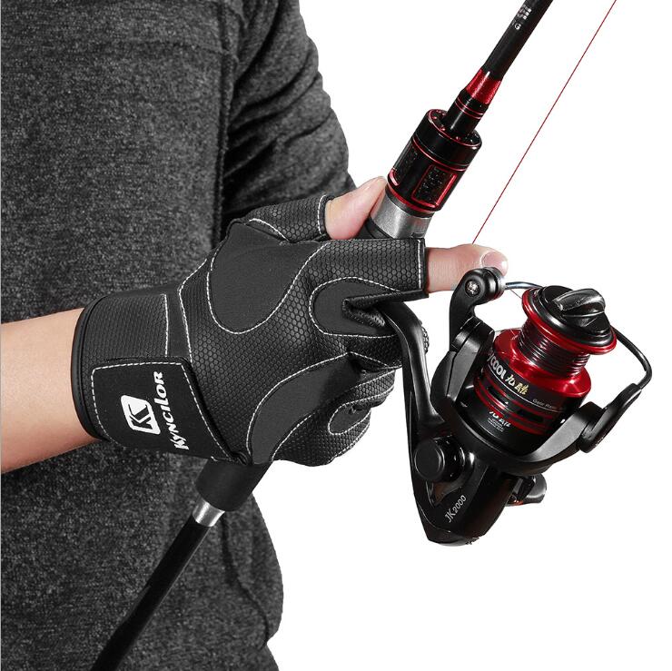 Guantes para pesca antideslizantes rojos.