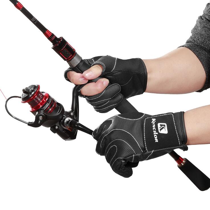 Guantes para pesca antideslizantes rojos.