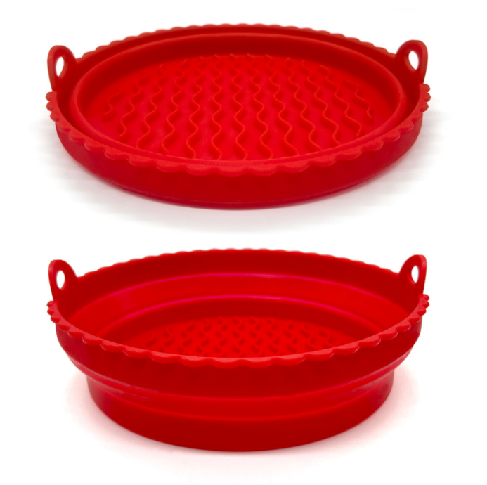 Olla de silicona para freidora de aire, 22cm de diámetro, color rojo