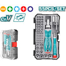 Juego de 55 pzas de Brocas con Destornillador Intercambiable. CR-V. Acero de Alta Calidad.