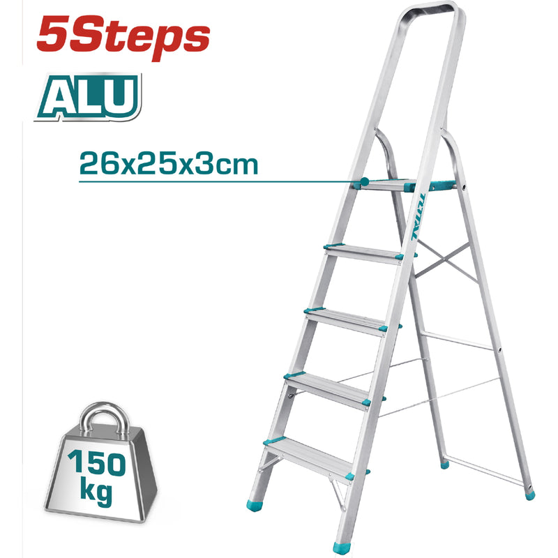 Escalera de Tijera Total 4 pies altura  5 peldaños. Resistencia 150 kg ( 330 lbs) Alta calidad