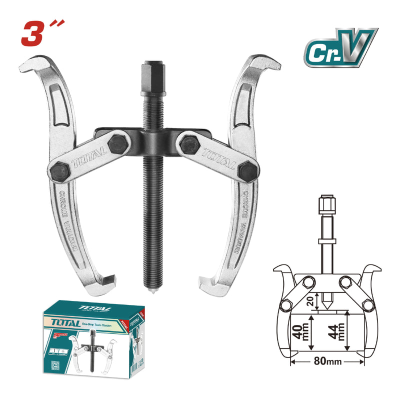 Extractor de 2 mandibulas de 3". Maxima Fuerza 2000 kg Cr-v, Tratamiento termico.