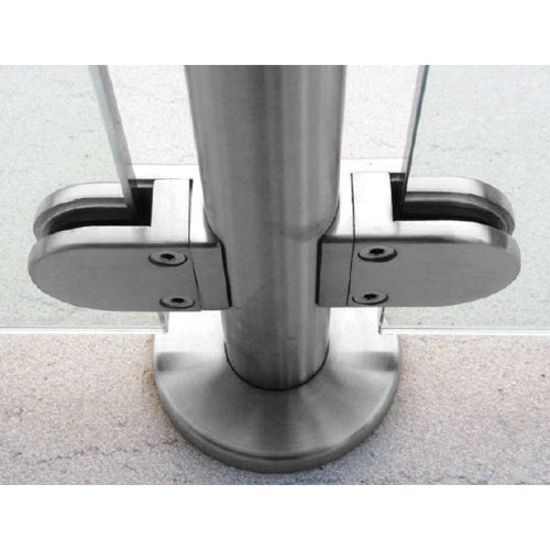 Pinza para vidrio de (6.76 - 8 - 10) mm. No requiere perforacion. acero inox 304. Para tubo de 42.4