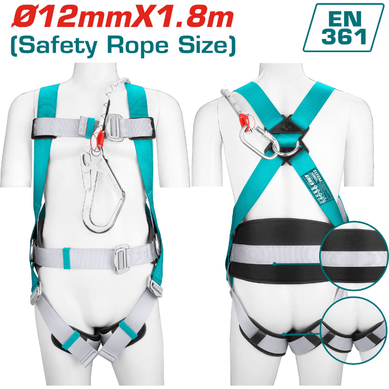 Arnés de seguridad con 3 puntos de seguridad y 4 puntos de ajuste.