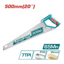 Serrucho de mano 500 mm/20". Espesor 0.9 mm, 7TPI