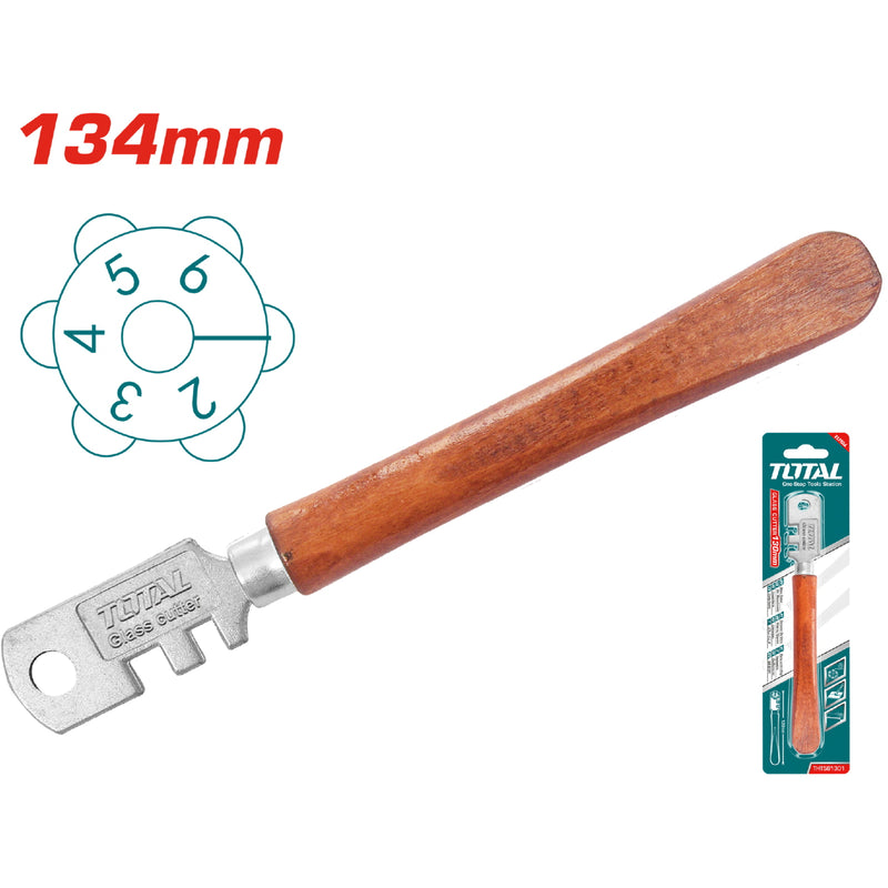 Cortador vidrio con mango de madera 6 ruedas de corte