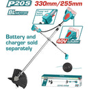 Desmalezadora Inalámbrica 40V de doble Batería de Litio 20V.