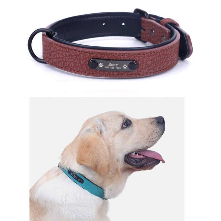 Collar de cuero para mascotas, Talla L: 49X2.7cm (Largo x Ancho) Color Rojo.