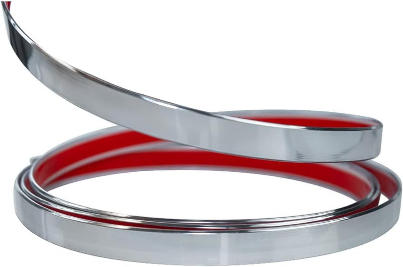 Cinta de acero Inoxidable Silver brillante Tira Autoadhesiva Decorativa 4cm x 5m largo para marmol PCV