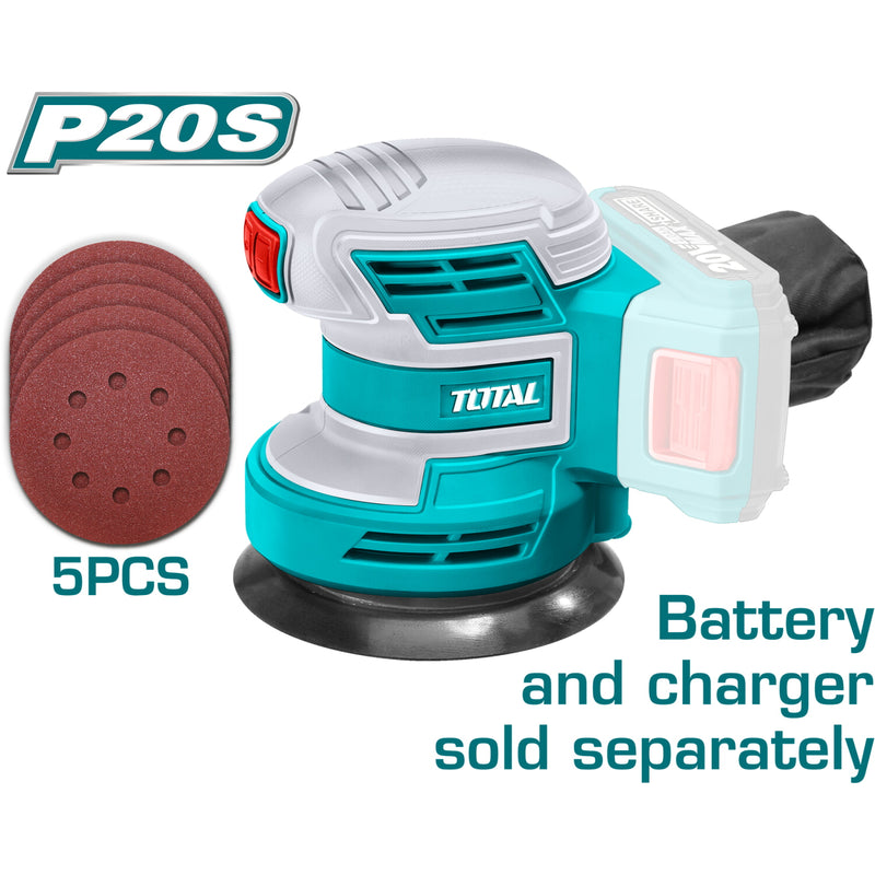 Lijadora Orbital de 5" (125mm) Litio de Batería de 20 V. No incluye Batería ni Cargador.
