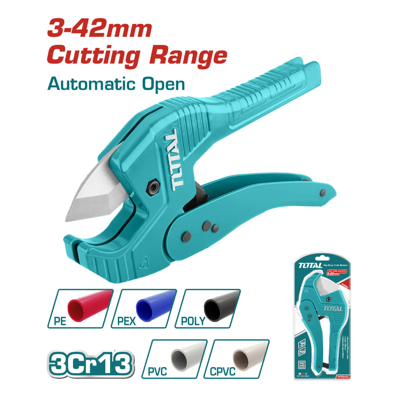 Cortador de tubo de PVC. Corta tubos de 3 a 42 mm. Largo 225 mm