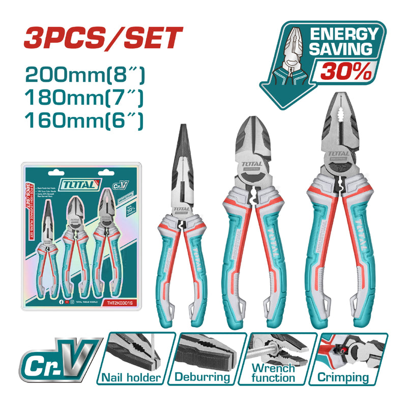 Kit 3 Alicates de combinación de alto apalancamiento. Ahorran el 30% de la fuerza.