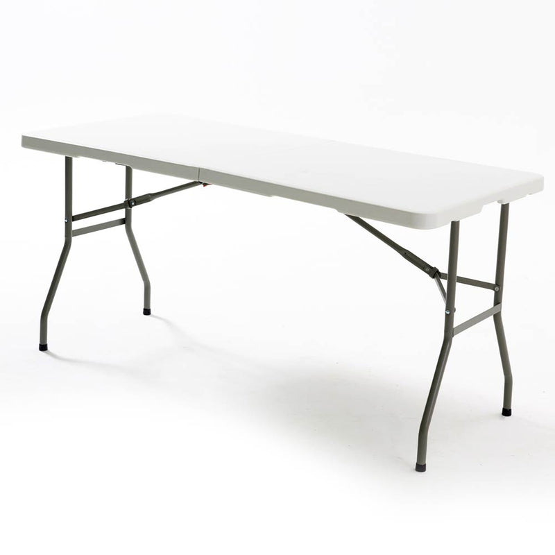 Mesa plástica plegable de 6 pies x 2 pies (HDPE) con marco de acero revestido. Medidas 180 cm x 74