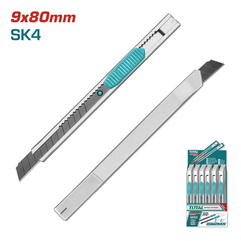 (1 pza suelta) Exacto de 130 mm. Con cuchillas de 9 mm x 80 mm. De de acero inoxidable.