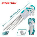 Juego 9pza de llave allen Cr-V.1.5-10mm brazos extra largos.