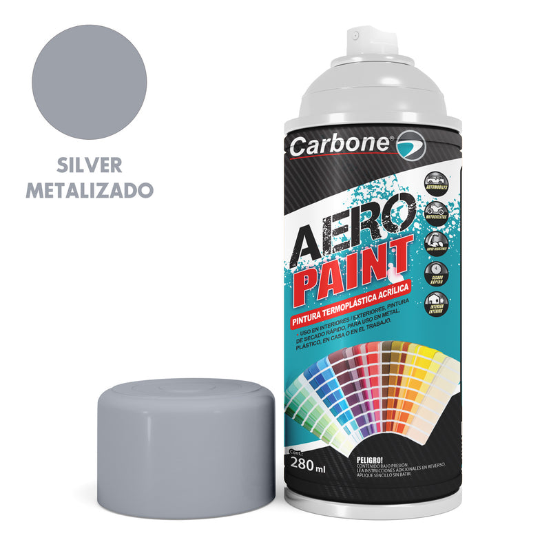 Pintura aerosol en Spray Flash Silver Metalizado 280ml. Interiores y exteriores alta calidad