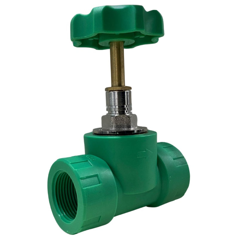 Llave de paso PPR compresión 1/2" válvula de compuerta  (Evita problemas instalacion por repellos gruesos)