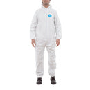 Overol protección completa de cuerpo talla XL. color blanco desechable. Triple capa, con capucha.