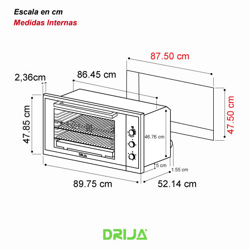 Horno empotrable a gas America 90.