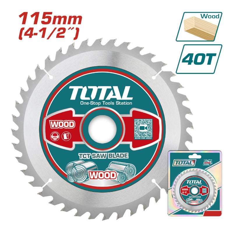 Disco corte madera 115mm 4 1/2"  40T,Mandril:22.2mm Anillo reductor:16mm