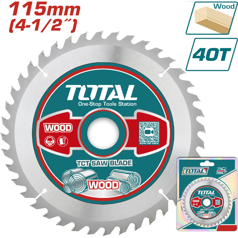 Disco corte madera 115mm 4 1/2"  40T,Mandril:22.2mm Anillo reductor:16mm