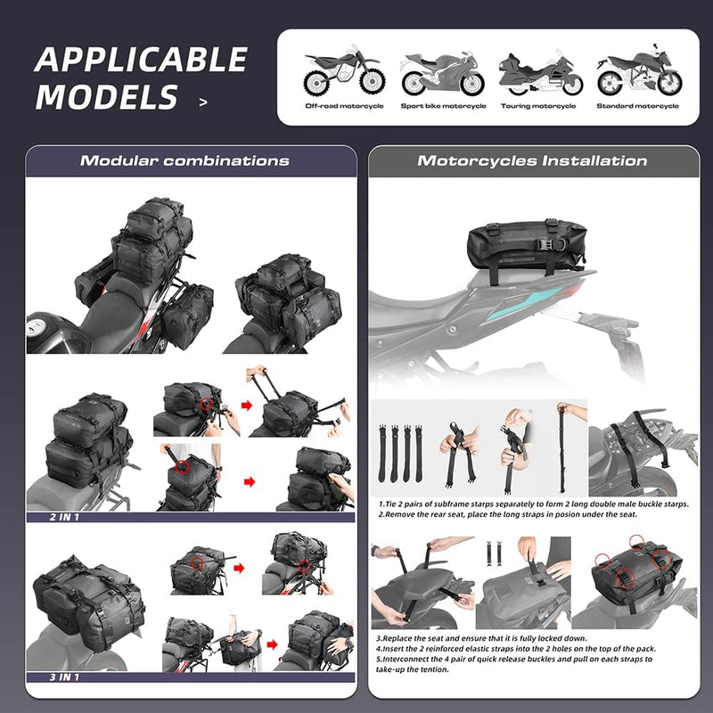 Bolso impermeable para Motocicleta 30L, para parte trasera Rhinowalk