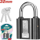 Candado corto de hierro 32mm. Con cubierta de goma impermeable. Incluye 3 llaves.