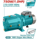 Bomba jet de agua, injeccion 1HP 51M 55L/min succion 9M coneccion 1" impeler cobre (1 año) 110-120V~