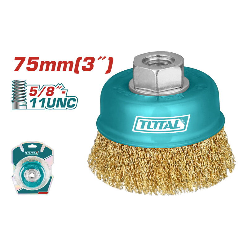 Disco de alambre 3" con rosca 5/8" 11 UNC. Diámetro alambre 0.3 mm.