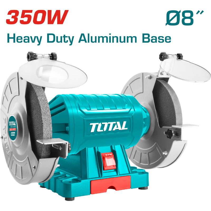 Esmeril de banco 350W Diametro 200 mm (8") 3450rpm. Base de aluminio heavy dutty 110-120V~60Hz. Cali