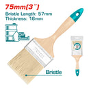 Brocha de 3" (75mm). Largo 57mm y grueso de la cerda 16mm. Mango de madera.