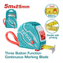 Cinta metrica y pulgada 5 mts x 25 mm. Alta calidad.