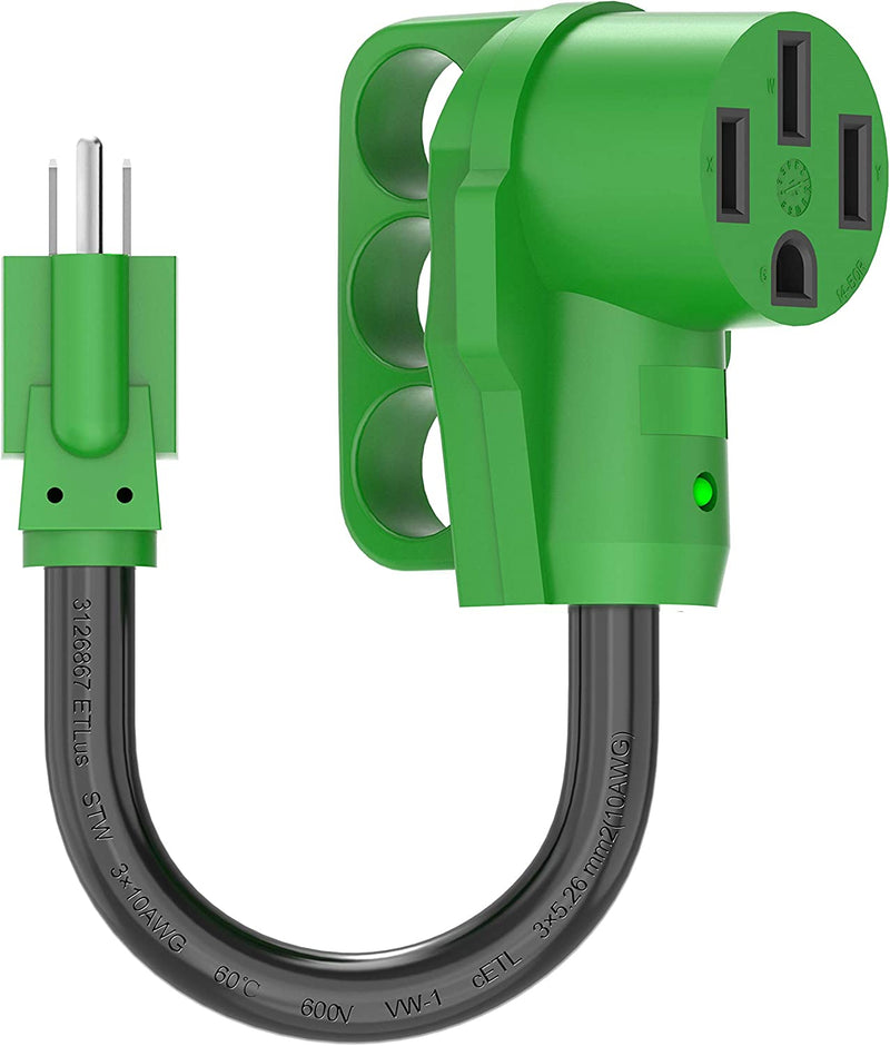 Adaptador NEMA 5-15P a NEMA14-50R de 50 amperios a 110V RV de 12 pulgadas con indicador LED.