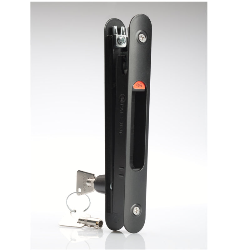 Cierre perimetral manual tornillo visto y Uñero embutido incluido. Cilindro llave Estrella. Negro