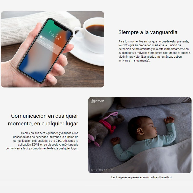 Cámara de seguridad inteligente para interiores de resolución HD, con Wifi. 2MP 1080p. EZVIZ