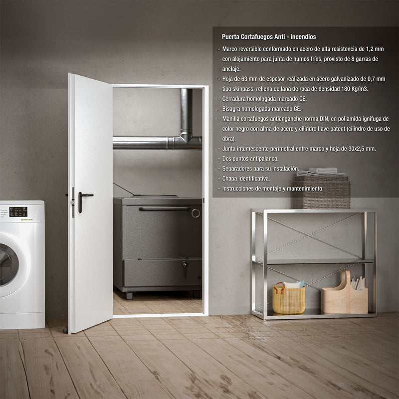 Puerta Cortafuegos anti incendio Doble Derecha EI120 minutos 1500x2140mm marco MC3 color Gris 7035
