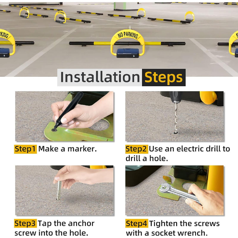 Bloqueador automático de estacionamiento con control remoto barrera para parking impermeable con sistema de alarma. No incluye batería