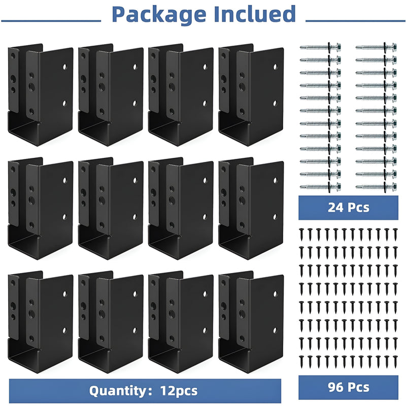 Herrajes de vigas para tubo WPC, soporte de viga oculto (set 12 pcs)