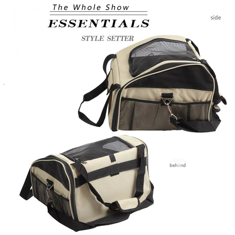 Silla Transportadora protectora para mascotas. 2 funciones en 1 Bolsa y Silla. Color Crema.