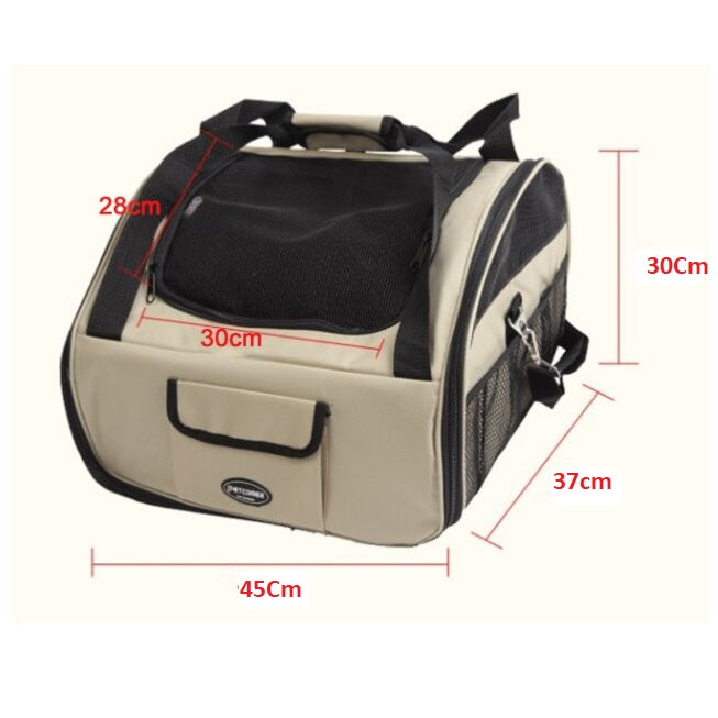 Silla Transportadora protectora para mascotas. 2 funciones en 1 Bolsa y Silla. Color Crema.